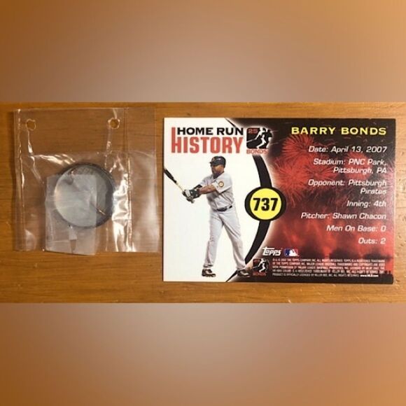 2007 San Francisco Giants Barry Bonds HR#737 Card & I was there pinback Button - Picture 2 of 2